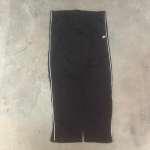Y2K Nike men's black white stripe baggy track pants embroidered open leg xl